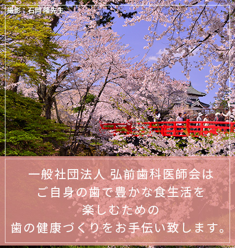 一般社団法人 弘前歯科医師会はご自身の歯で豊かな食生活を楽しむための歯の健康づくりをお手伝い致します。